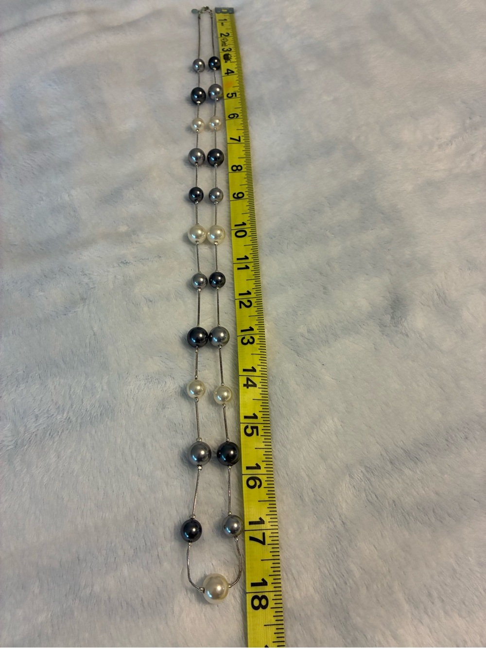 Pearl Station Necklace - White, Gray & Dark Gray Beads-Liz Clairborne